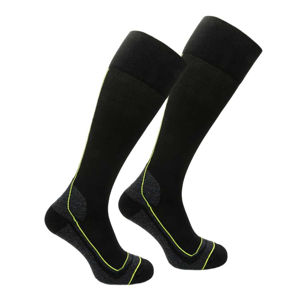 Knielange Laufsocken mit Neonstreifen